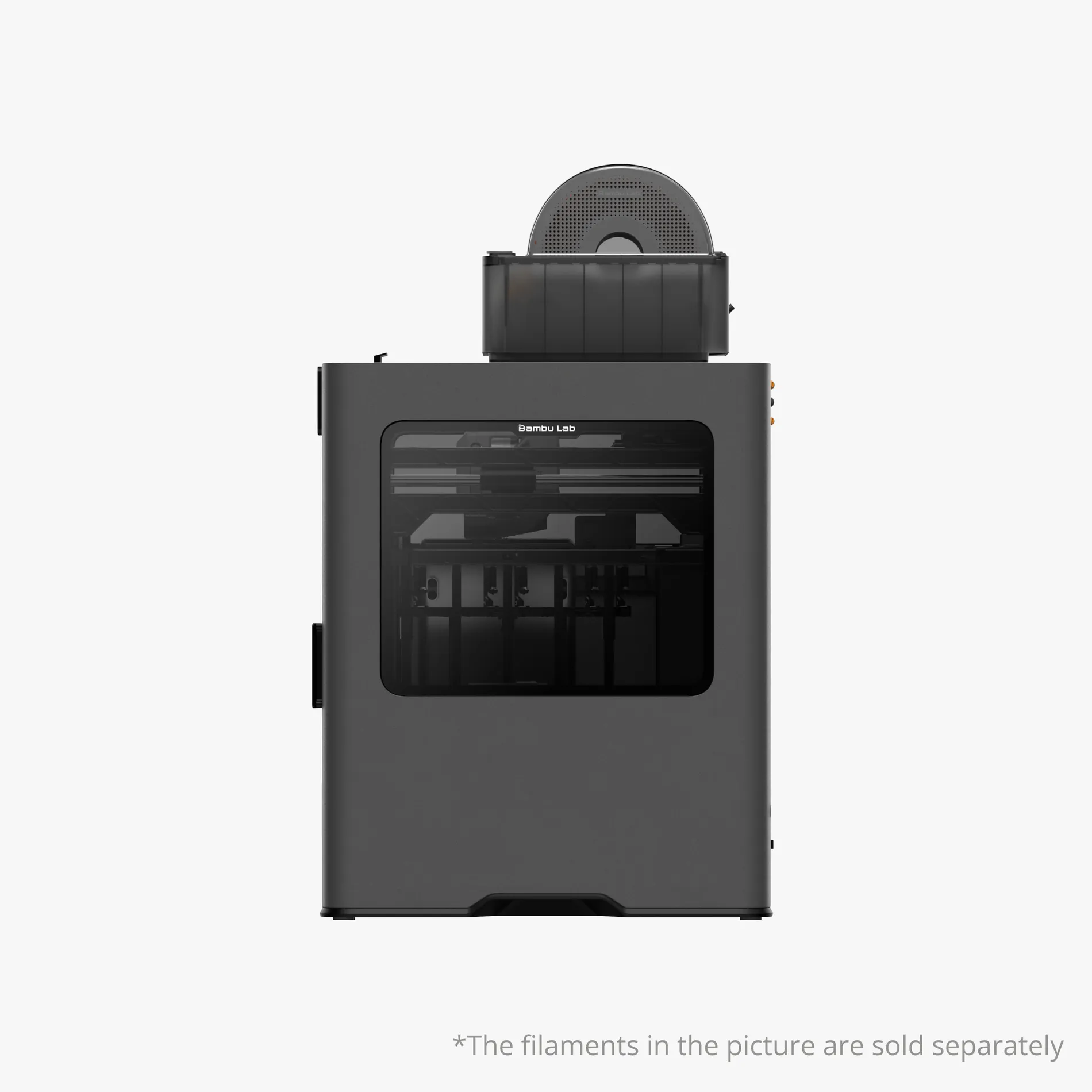 7jpgopresizemlfitw1920opformatfautoopqualityq80 | Avloon Dark gray 3D printer with a round filament spool mounted on top and a transparent front door viewed from the front left angle showing the build area inside