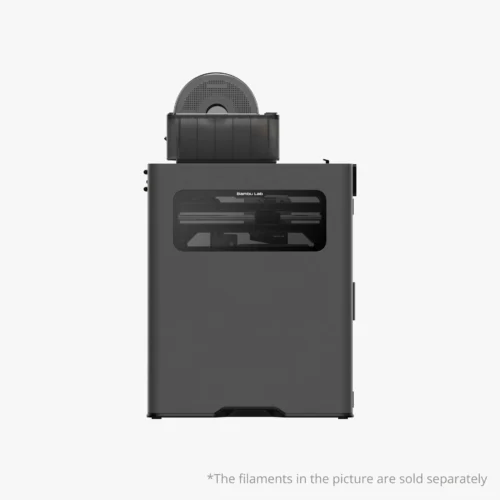 Compact 3D printer with a circular top filament spool housing and a front viewing window brand label visible on the front