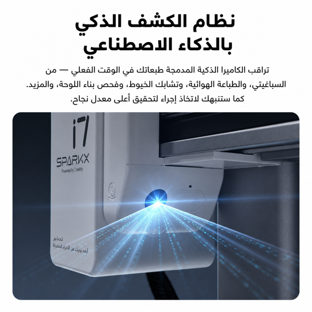 Crealitys AI detection system watches the machine and improves accuracy in detection and testing